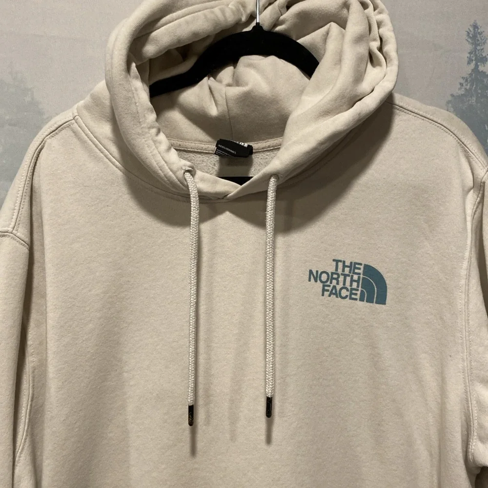 The North Face Hoodie Mens XL White Pullover Back Graphic Cotton Blend - Picture 2 of 9